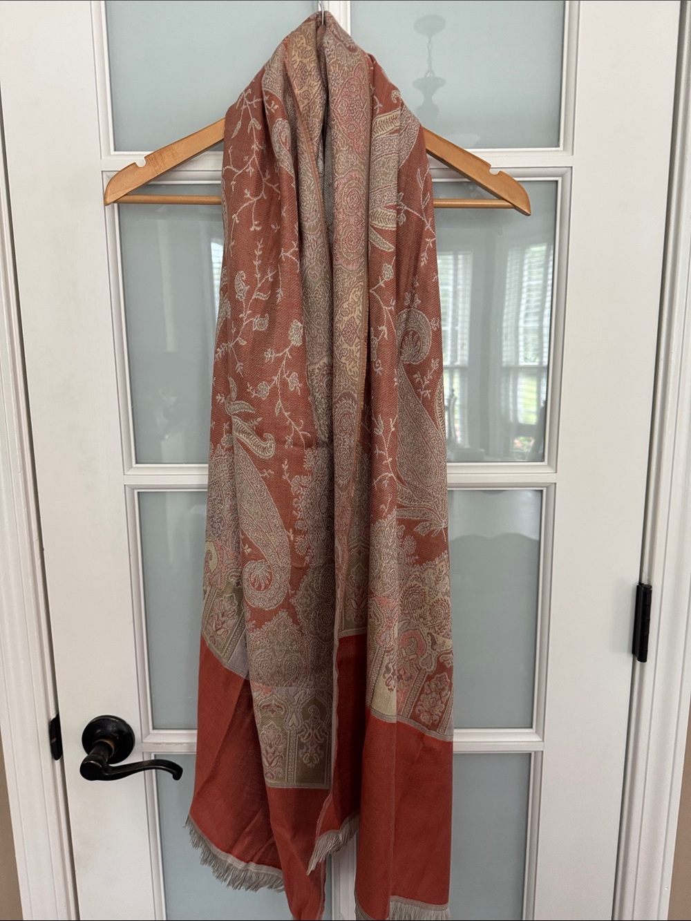 pashmina Rust and Cream Paisley Pashmina Wrap